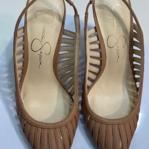 Jessica Simpson Tan Slingback Cutout Heels - Size 6 - Picture 3 of 8